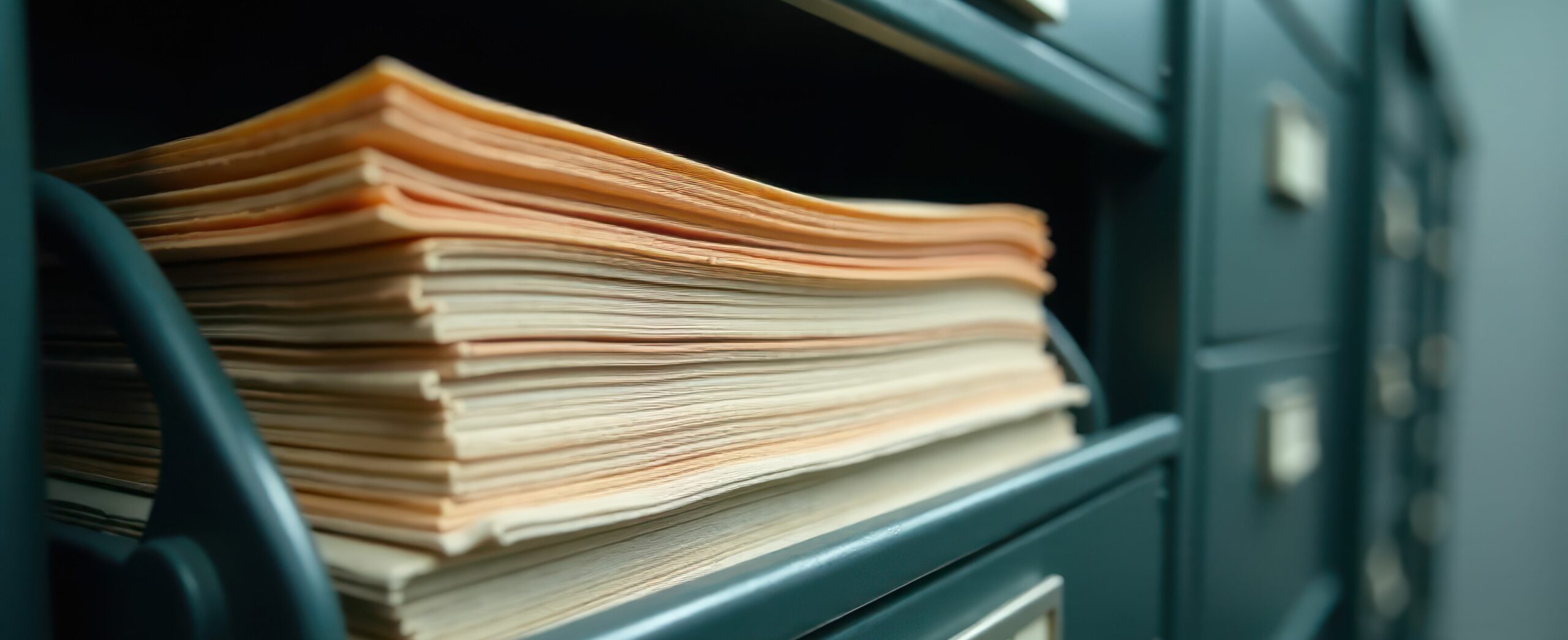 Dokumenty na metalowym regale